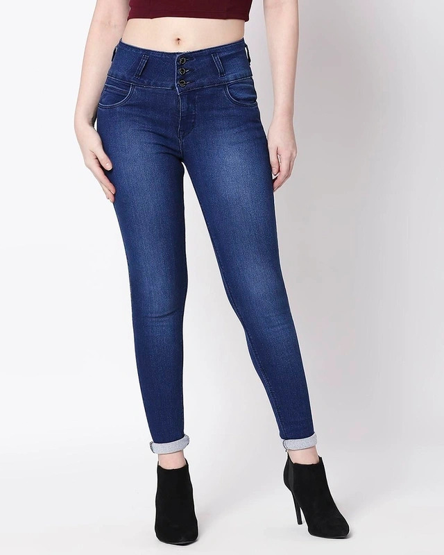 Jeans de tiro alto